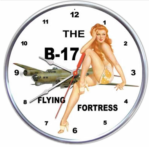 B-17 Flying Fortress Pin-up Collectible Wall Clock